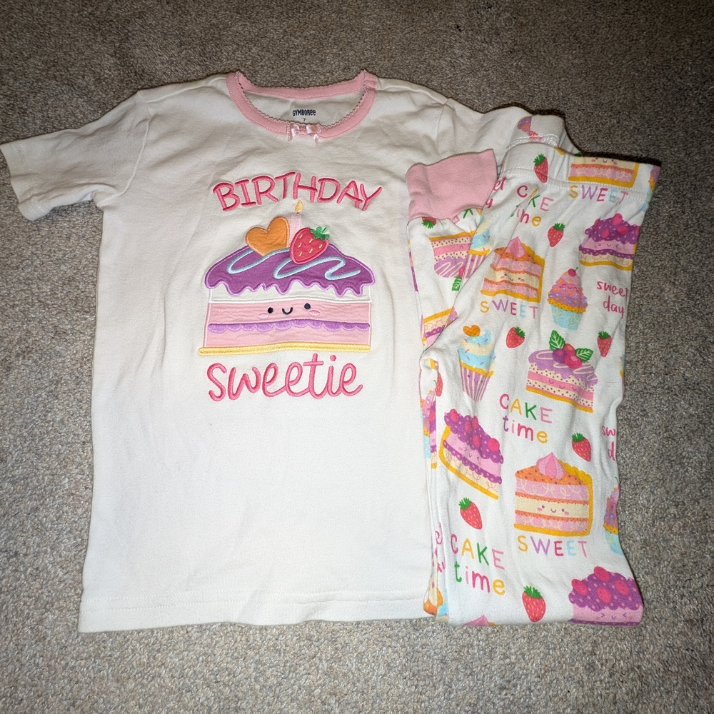 Birthday Sweetie Kids Pajamas Set - White and Pink